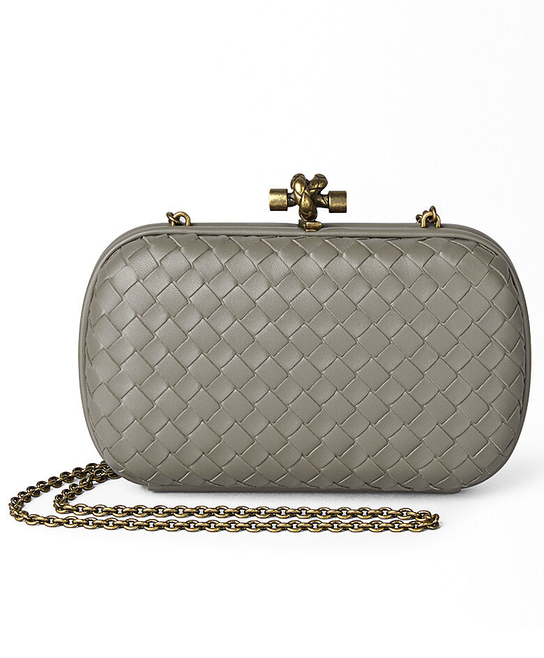 Bottega Veneta Chain Knot In Intrecciato Nappa Lambskin Grey